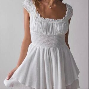 Urban Outfitters White Ruffle Mini Dress